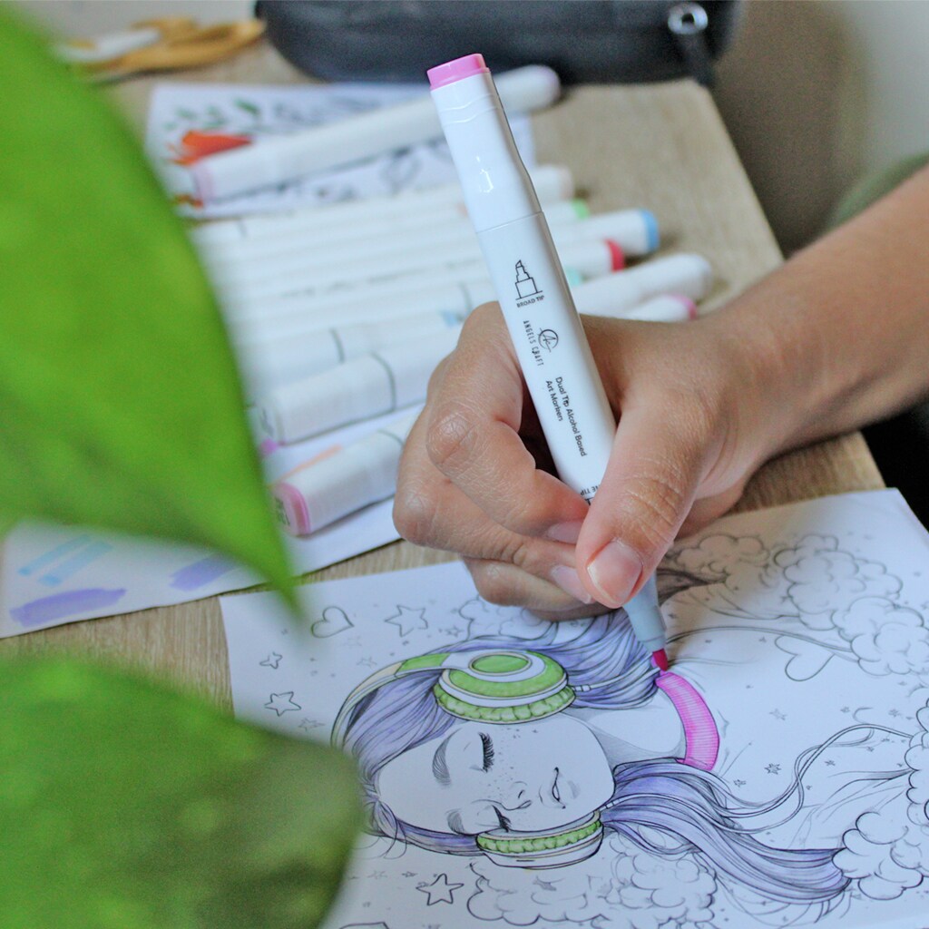 Angels Craft 24 Count Dual Tip Alcohol Markers in Pastel Colors Includes Clear Plastic Storage Case