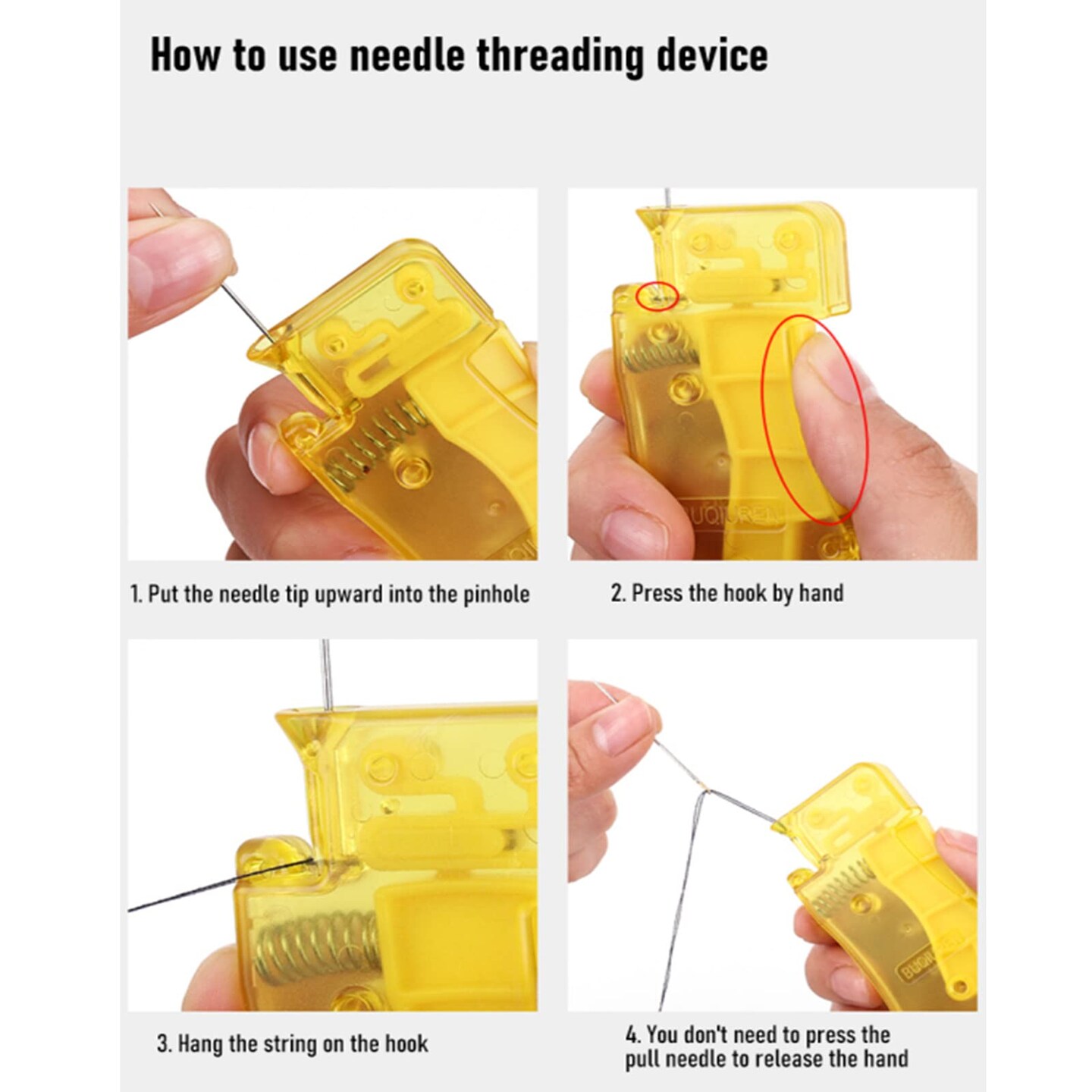 Automatic Needle Threader, with 2 Pcs Plastic Needle Threader Easy Needle Threader Tool Sewing Accessories