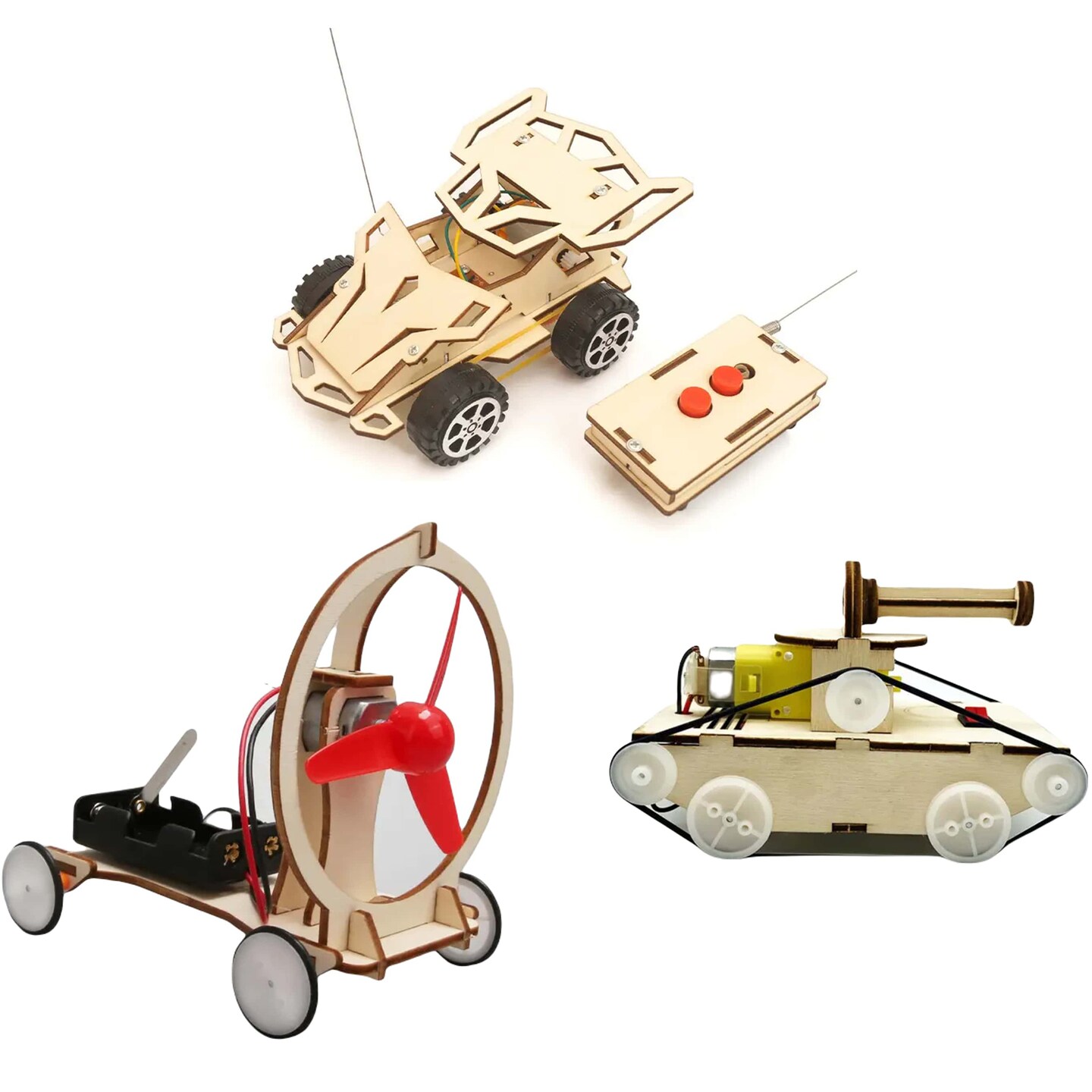 Simple Drivetrain Toy MODBOX: DIY Engineering Adventure Kit - Build & Race 3 Wood Motorized ...