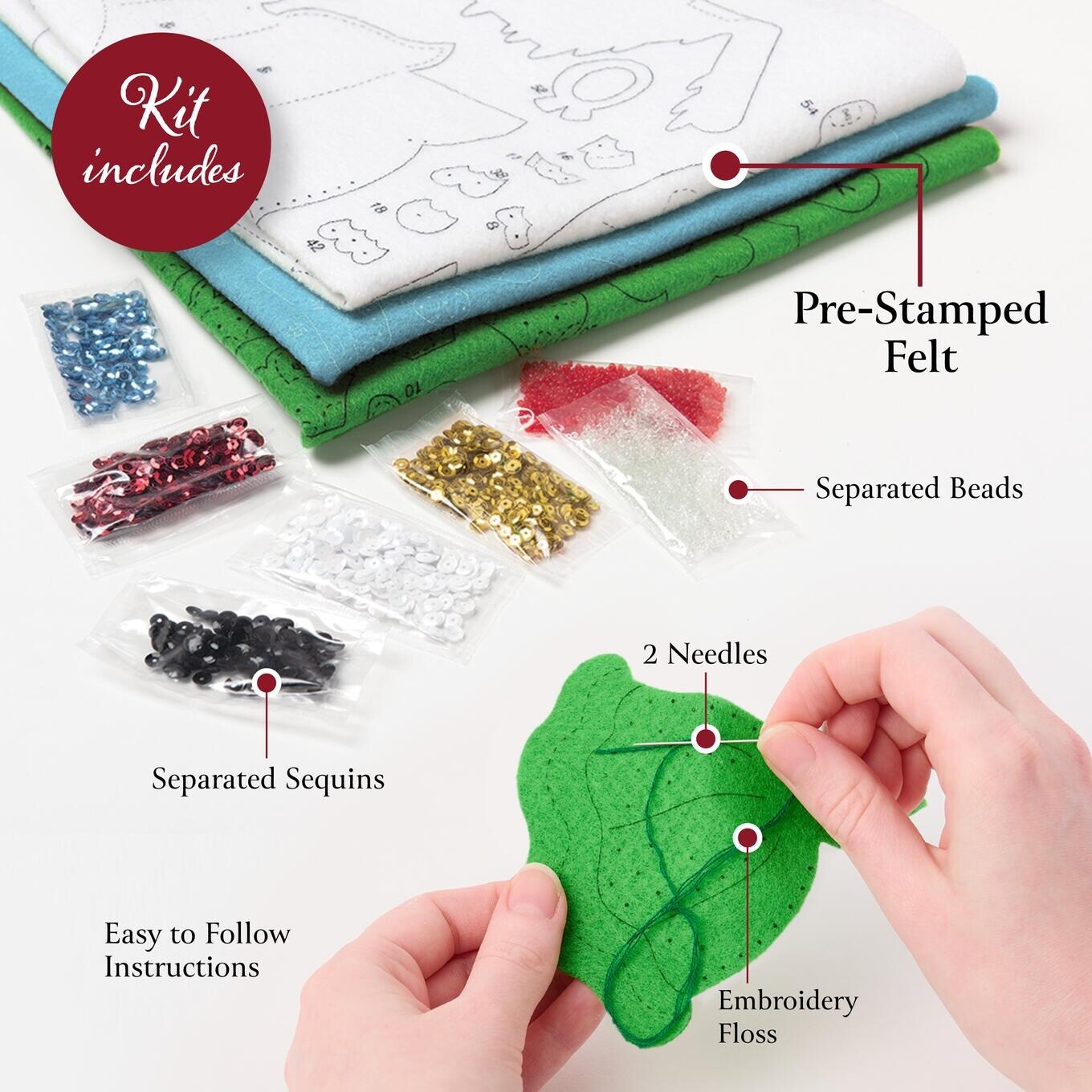 Bucilla Felt Stocking Applique Kit 18" Long-Trimming With Tweets