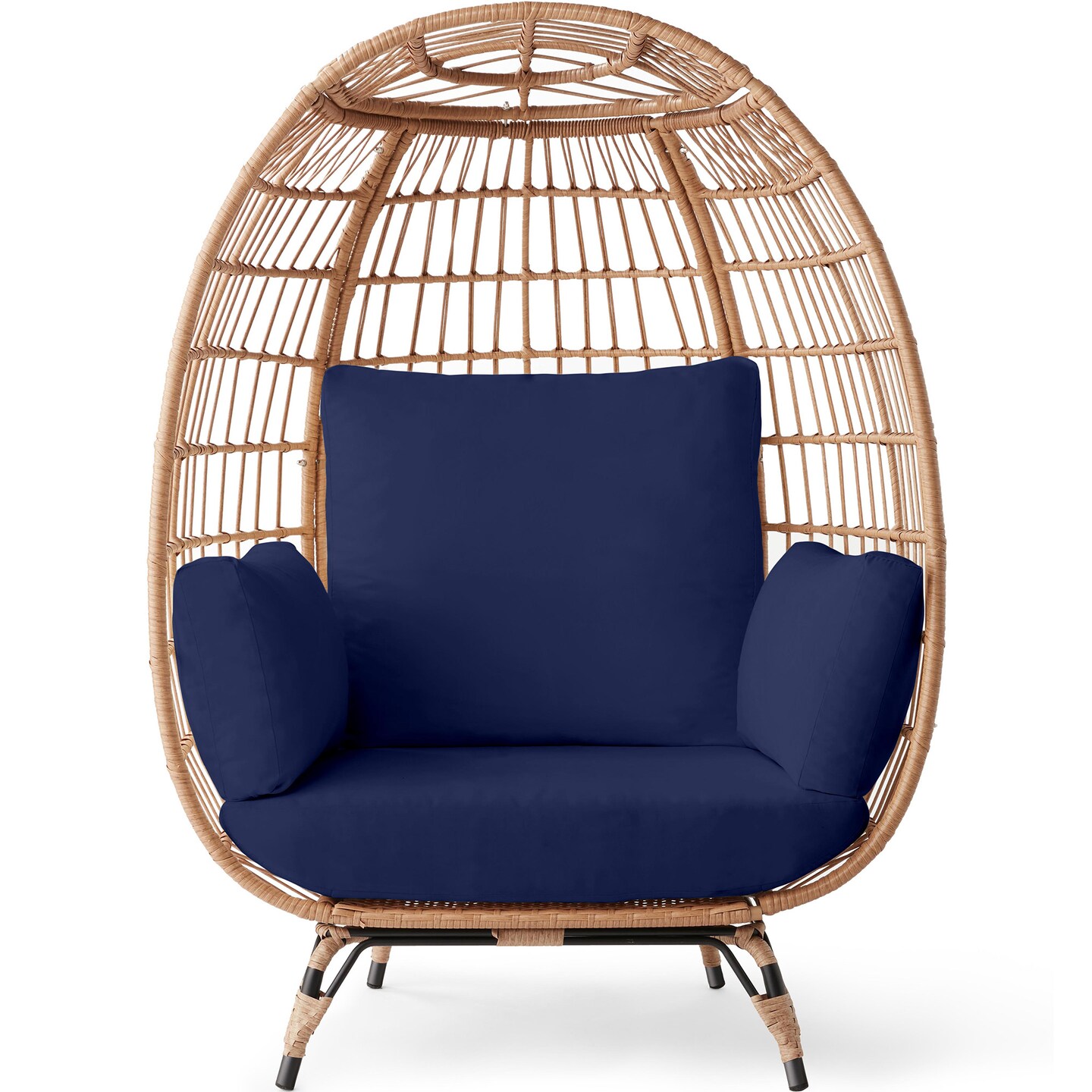 Wicker Egg Chair Oversized Indoor Outdoor Patio Lounger - Thumbnail 4