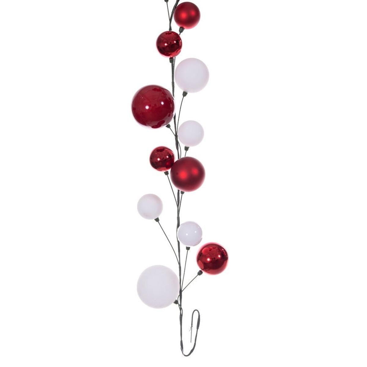10&#x27; Red White Ball Ornament Garland