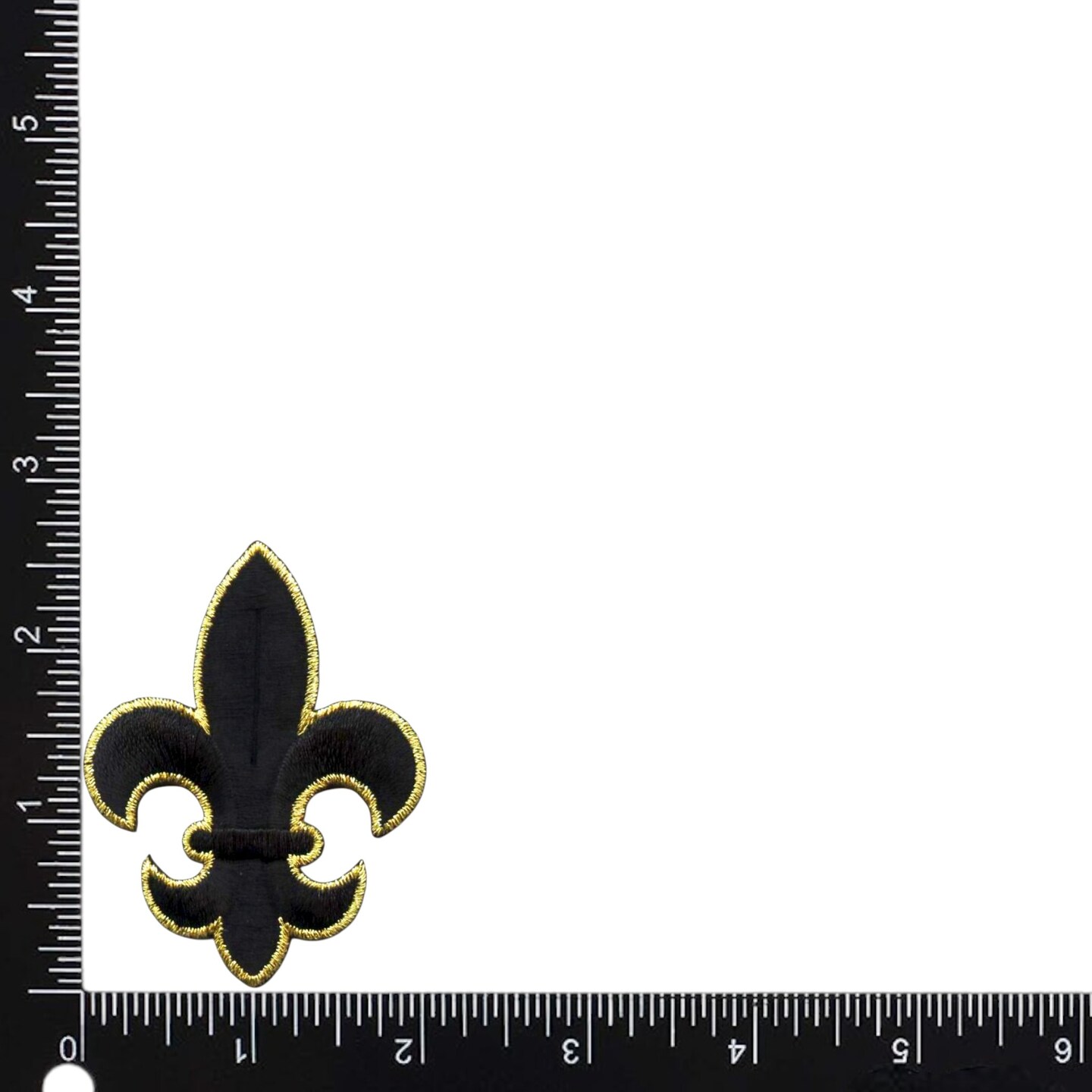 2.62 inch Black and Gold Fleur De Lis, Embroidered, Iron on Patch