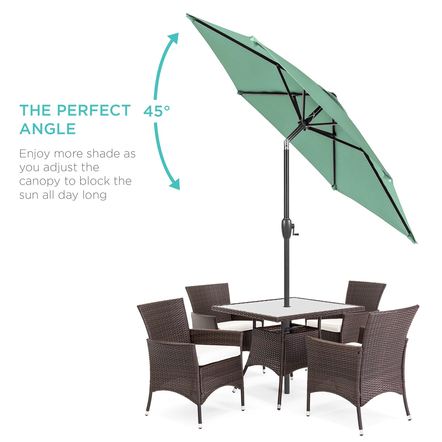 Best Choice Products 7.5ft Heavy-Duty Outdoor Market Patio Umbrella w/ Push Button Tilt, Easy Crank