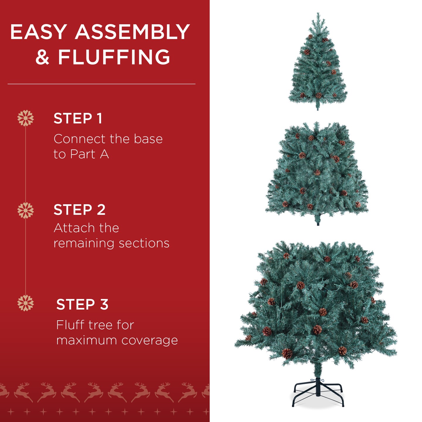 Best Choice Products Pre-Decorated Holiday Christmas Pine Tree w/ Metal Base – Blue Spruce