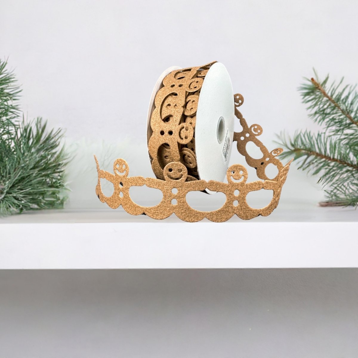 1.5&#x22; Gingerbread Man Shaped Ribbon: Brown (10 Yards)