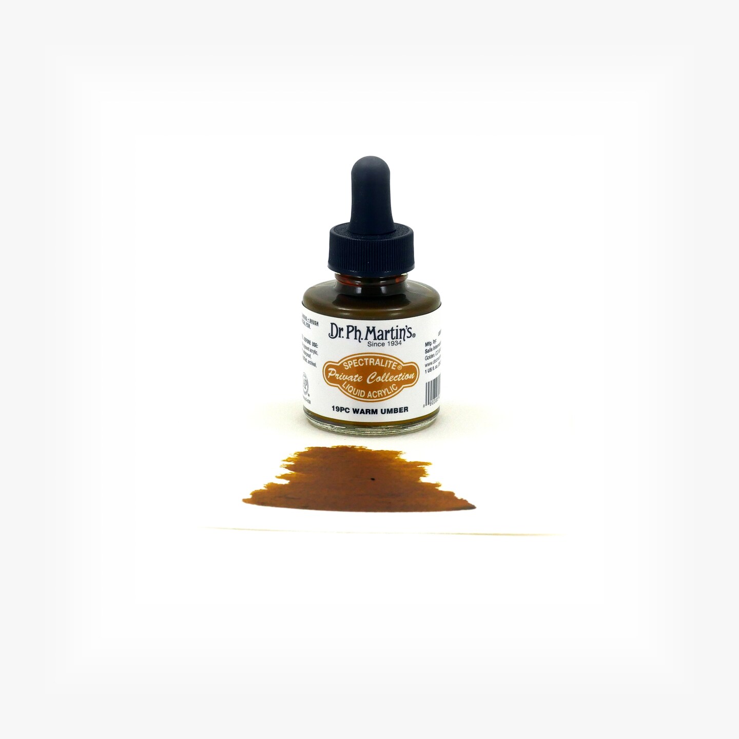 Dr. Ph. Martin's® Spectralite Private Collection Liquid Acrylics, 1.0 US fl oz, 19PC Warm Umber, 1 Bottle