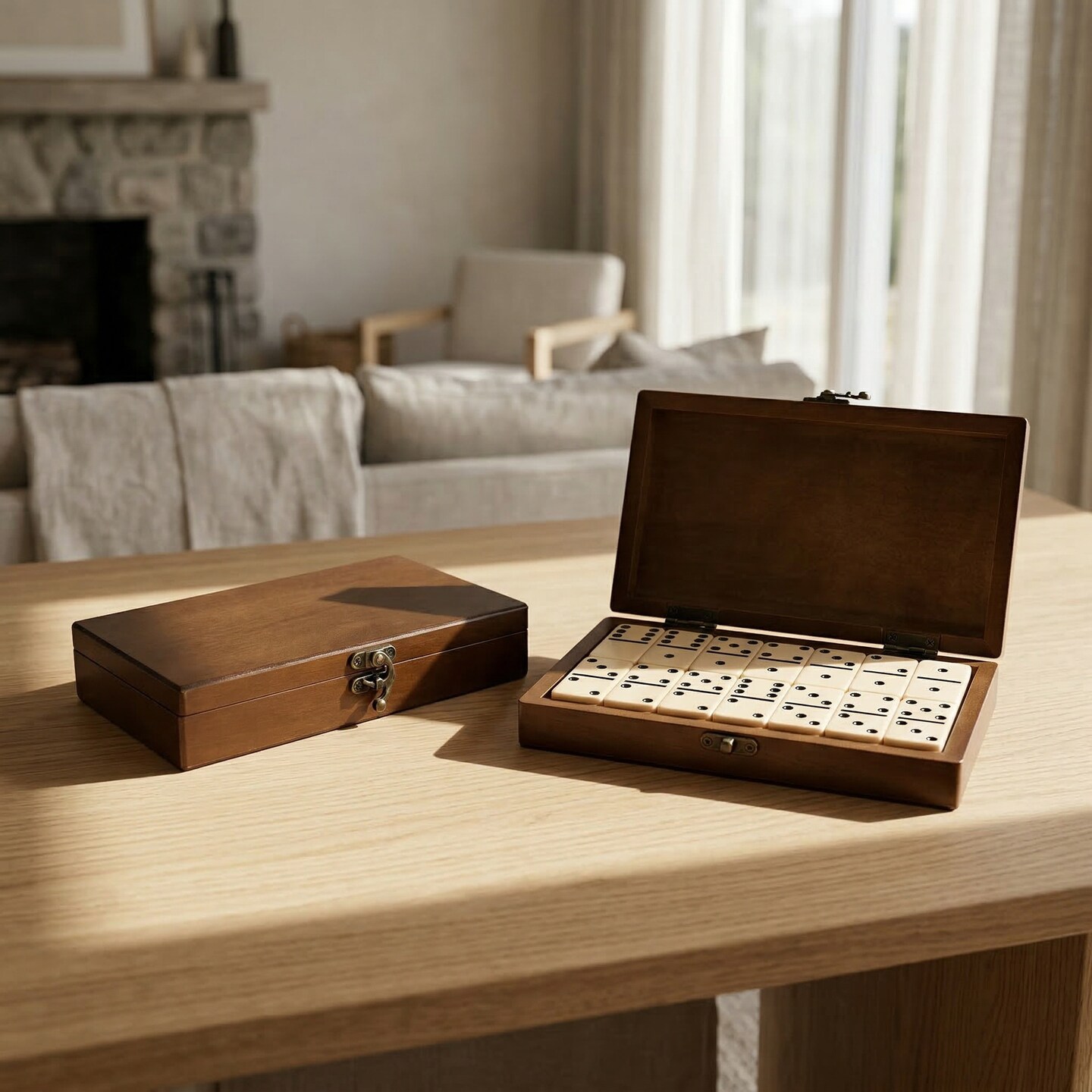 WE Games Double 6 Club-sized Dominoes Ivory Color in Small Wooden Box