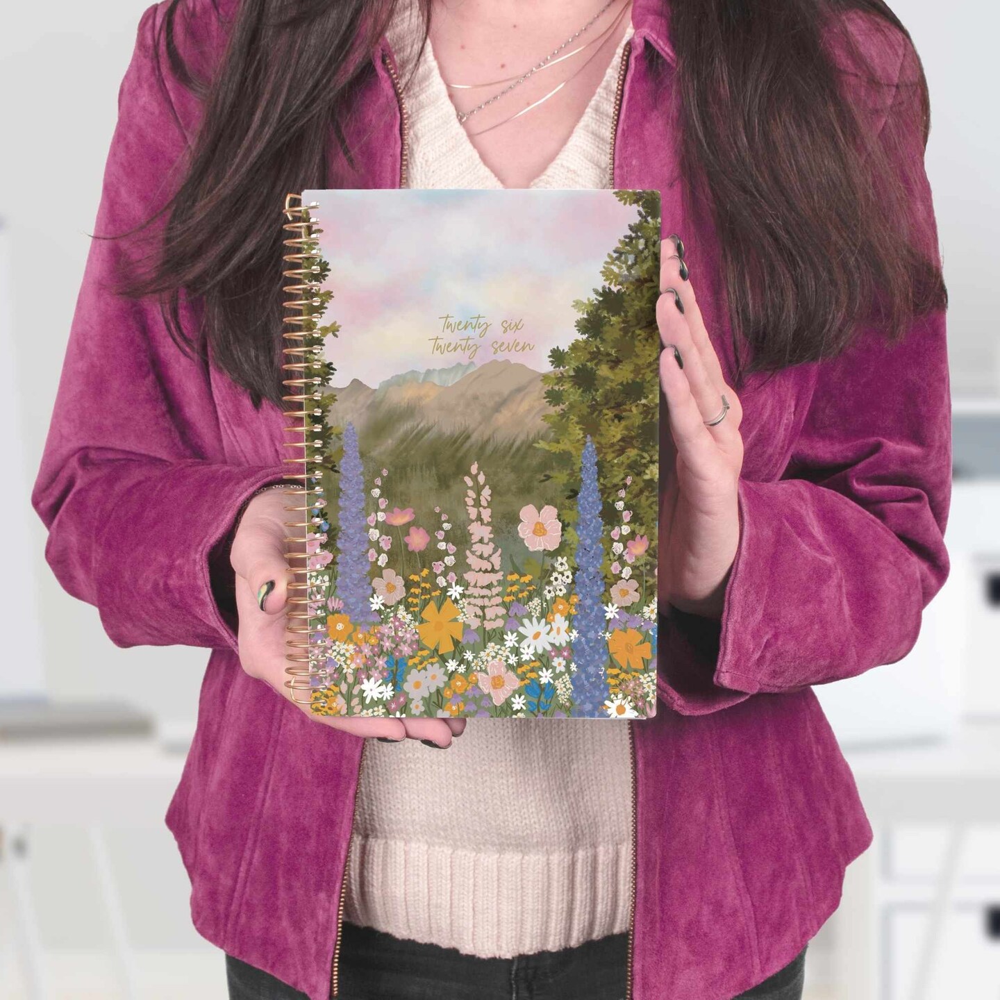 bloom daily planners 2026-2027 Academic Planner, 13 Month Soft Cover Monthly & Weekly, 5.5" x 8.25", Stickers Included, Wildflower Mountainside