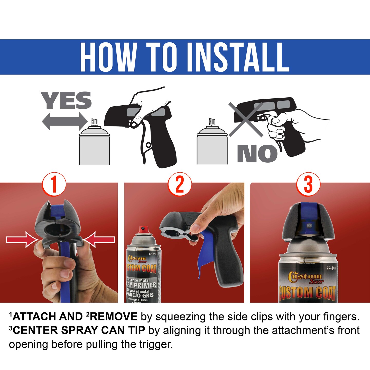 Instant Aerosol Trigger Handle (2 Pack) - Attach to Convert Spray Cans into Spray Guns - Universal Fit, Use on Spray Paint, Adhesives - Reusable, Clip-On &#x26; Off, Full Comfort Hand Grip