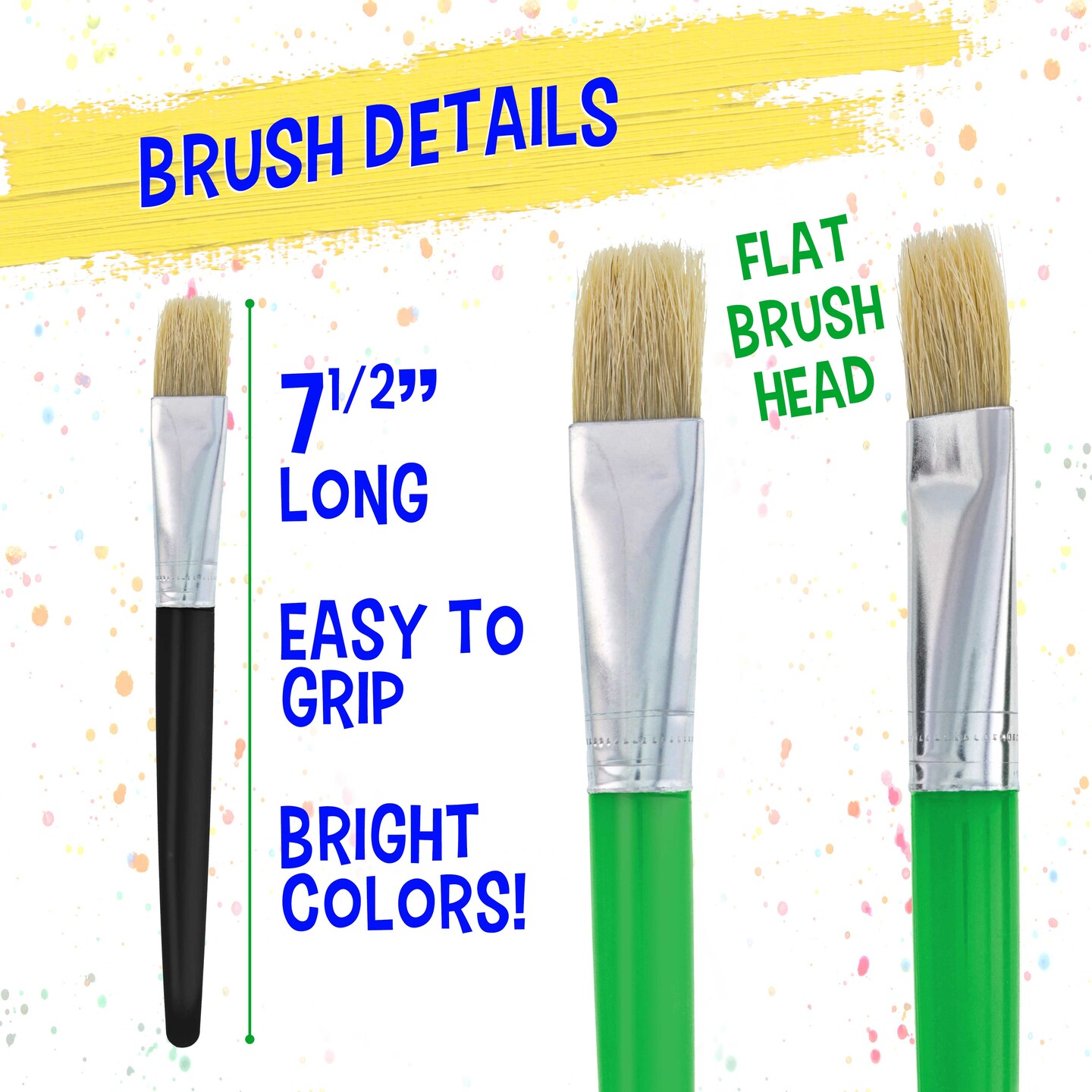 10-Piece Fat Hog Bristle Brush Set - Large Chubby Paint Brushes, Classroom Paint Brushes for Crafts, Tempera &#x26; Acrylic Painting, Ideal for Beginners &#x26; Students