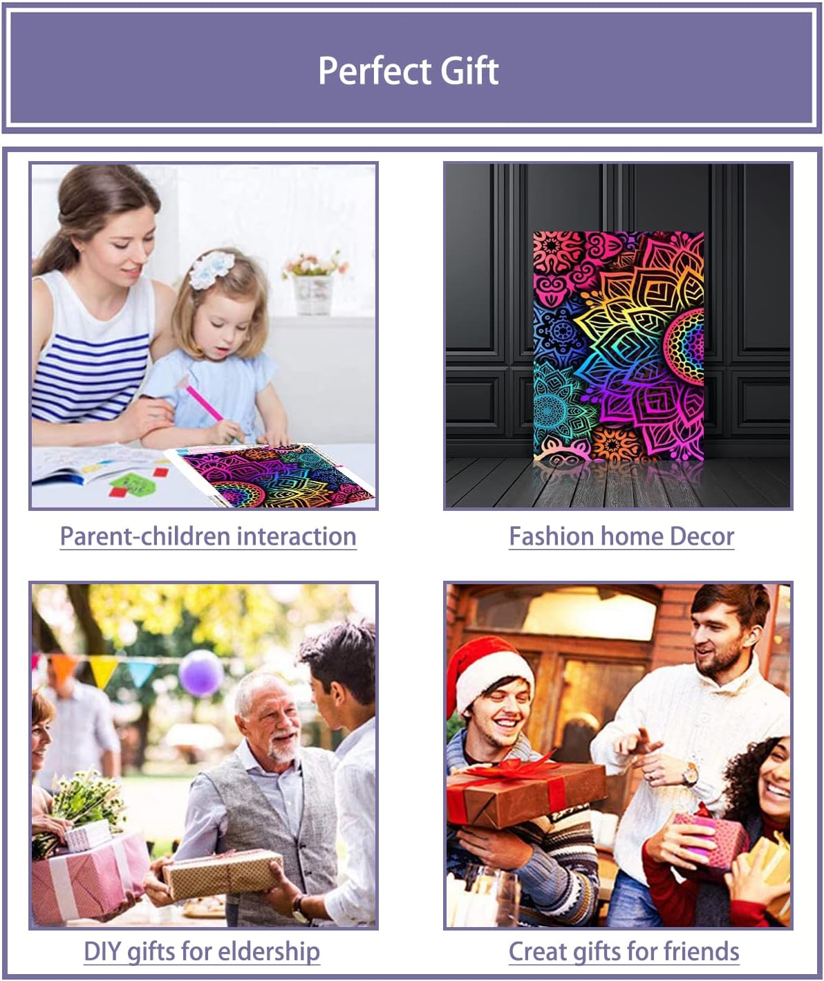 Diamond Painting Kits for Adults, Colorful 5D Diamond Art Kits for Adults Beginner, Paint with Diamonds Pictures DIY Full Drill Gem Painting Kit Diamond Dots for Home Wall Decor