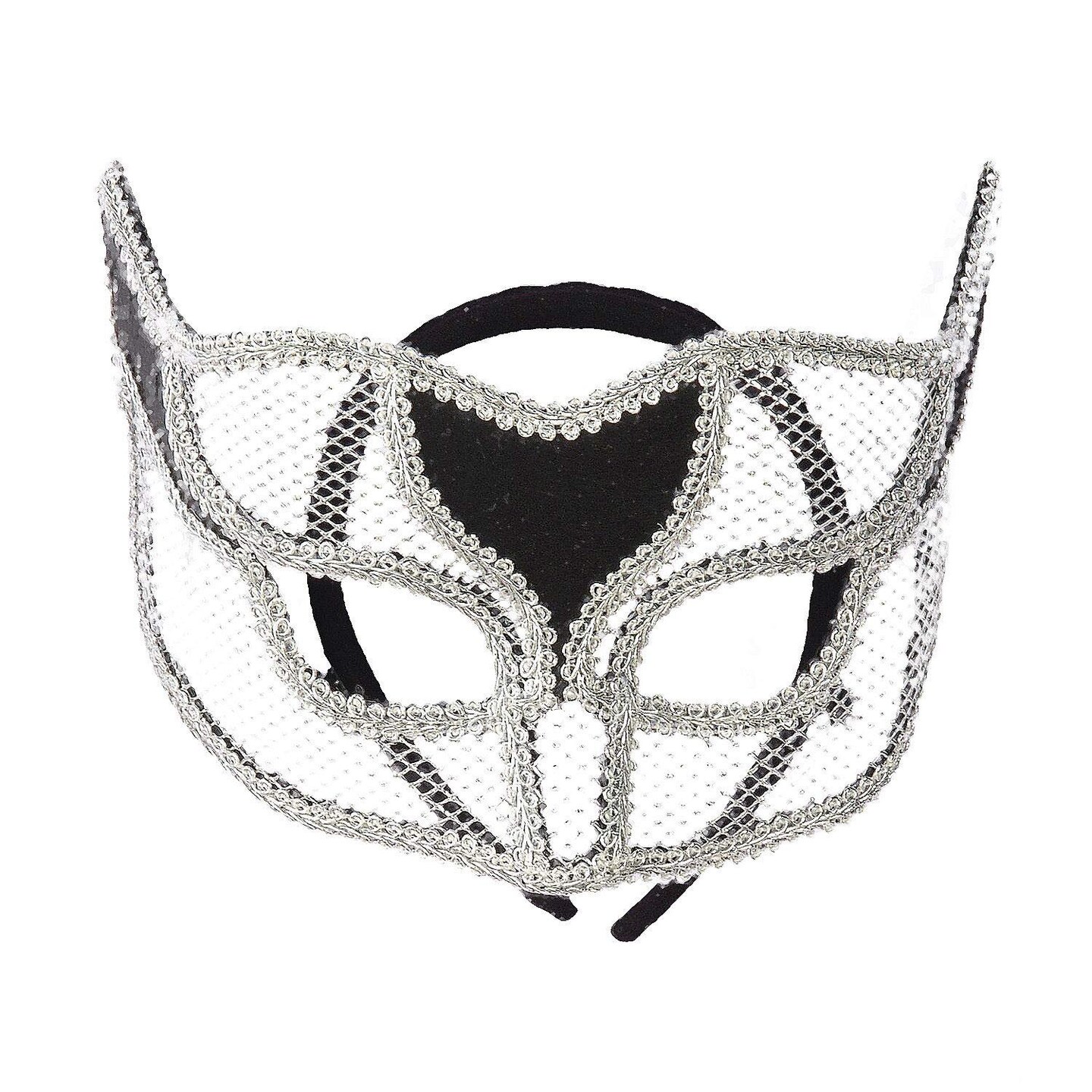 Elegant Silver Netted Masquerade Mask