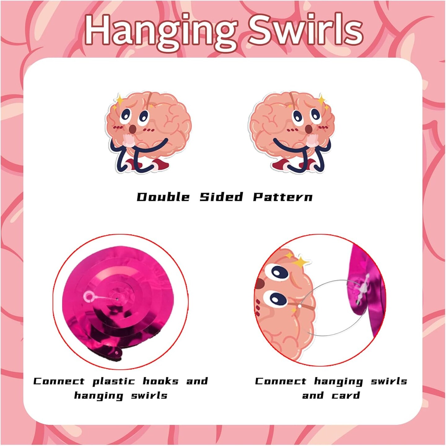 24 Pieces Brain Hanging Swirls Party Decorations