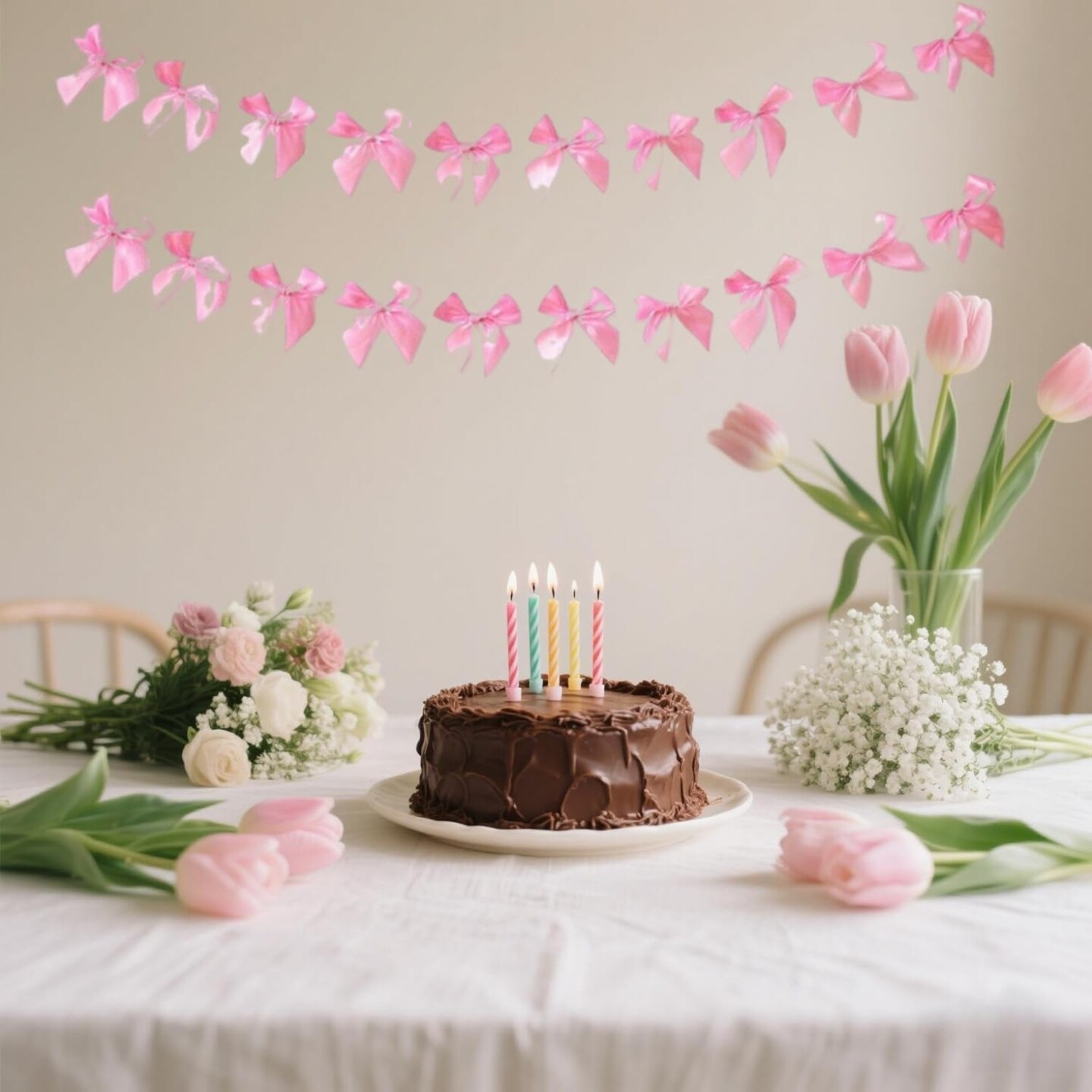 Pink Bow Hanging Garlands Bowtie Banners