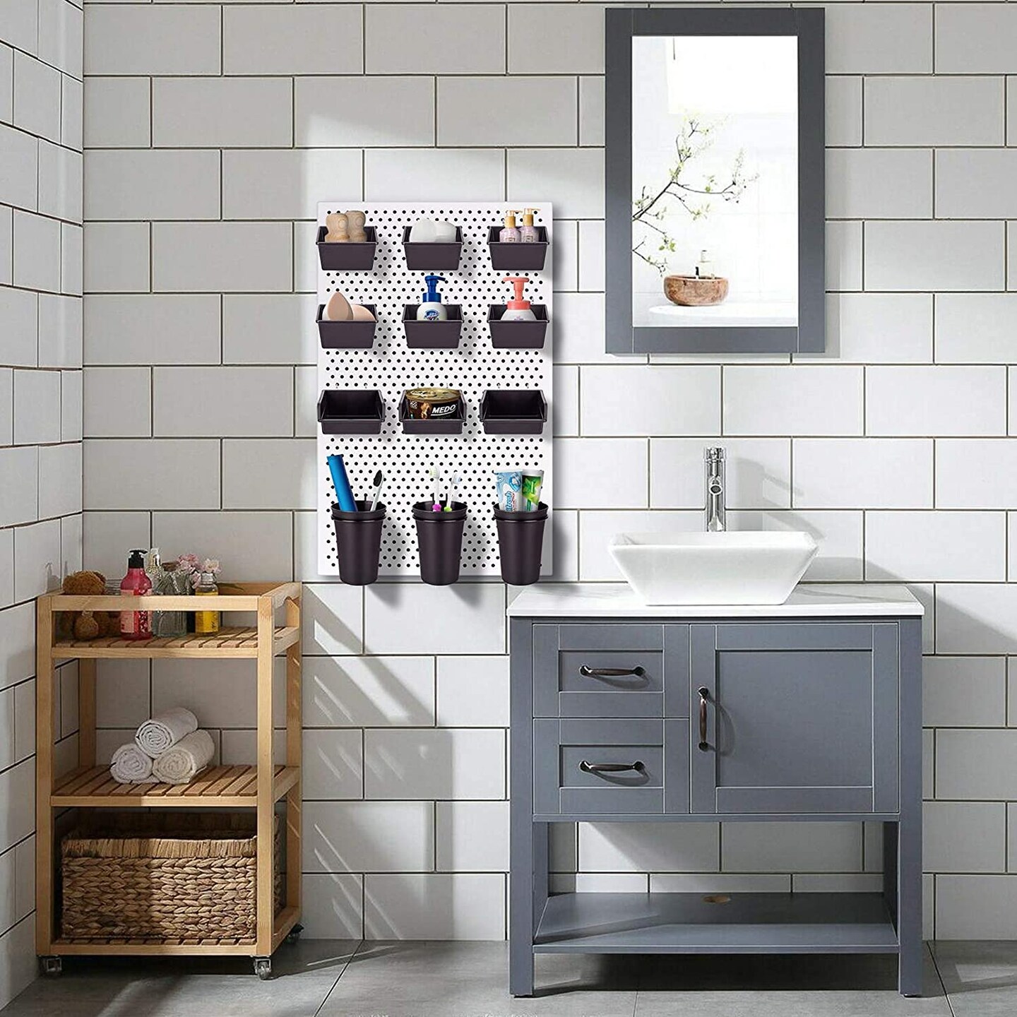 G.CORE 12 Pack Pegboard Bins with Hooks, Peg Board Hooks Assortment Organizer Accessory, Various Tools Storage Arrange System Kit for Garage Craft Workshop Workbench Hobby Office