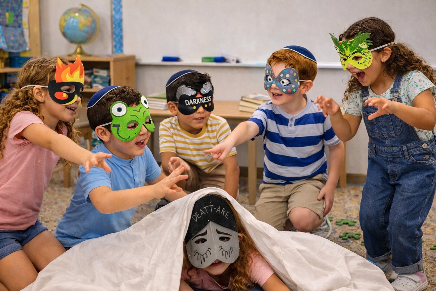Pesach 10 Plagues Masks – Passover Ten Makkot Costume Masks for Kids Classroom & Seder Activities