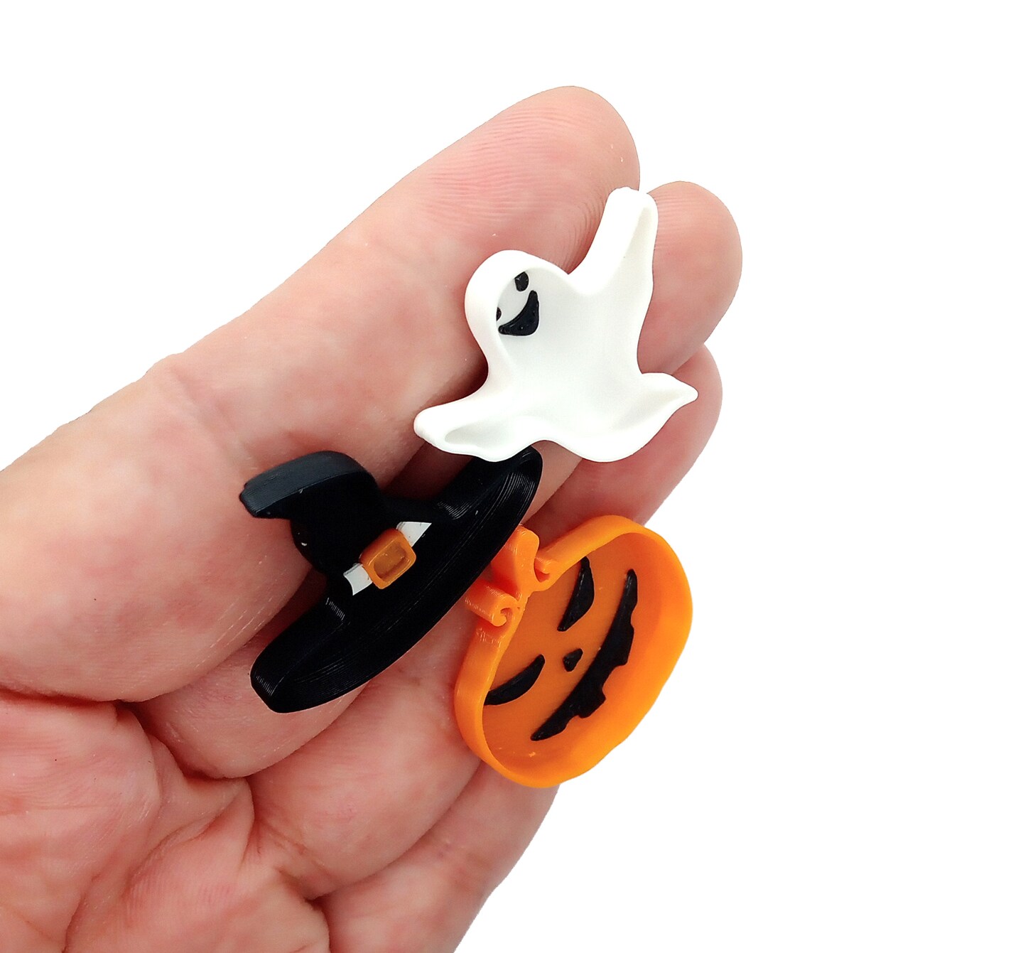 Tiny Halloween Plates for 1:12 Scale Dollhouse Decor, 3 pcs, Witch Hat Pumpkin &#x26; Ghost, Adorabilities