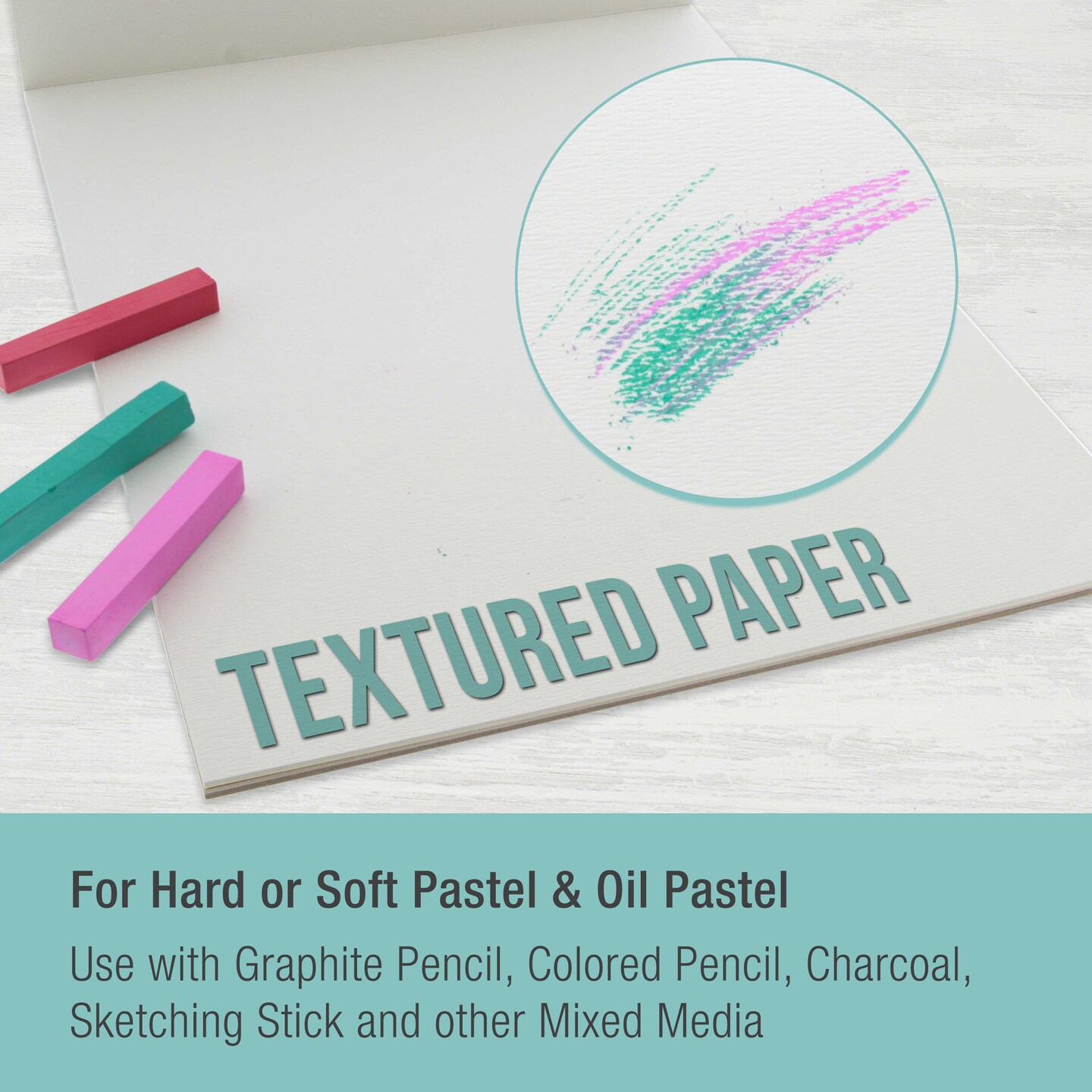 9&#x22; x 12&#x22; Pastel Paper Pad: 2 Pack (32 Sheet Total), 80lb (180gsm), 4 Neutral Toned Colors, Textured Hard or Soft Oil Pastel Paper, Drawing Sketchbook Pad, Mixed Media