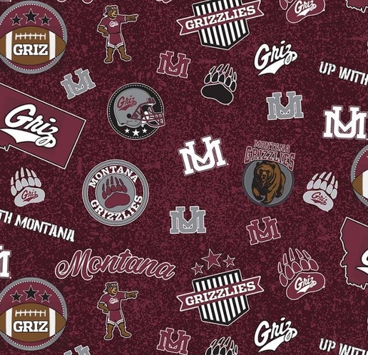 Licensed NCAA University of Montana Grizzlies Home State MON-1208 Cotton Fabric by the Yard
