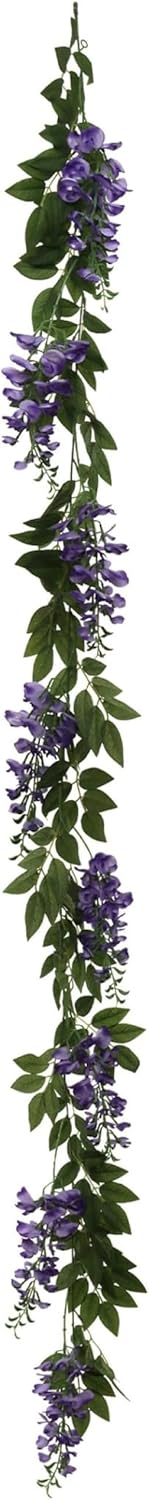 6' Artificial Wisteria Garland Purple – Lush Hanging Vine for Wedding, Party & Home Décor - 6 Pieces