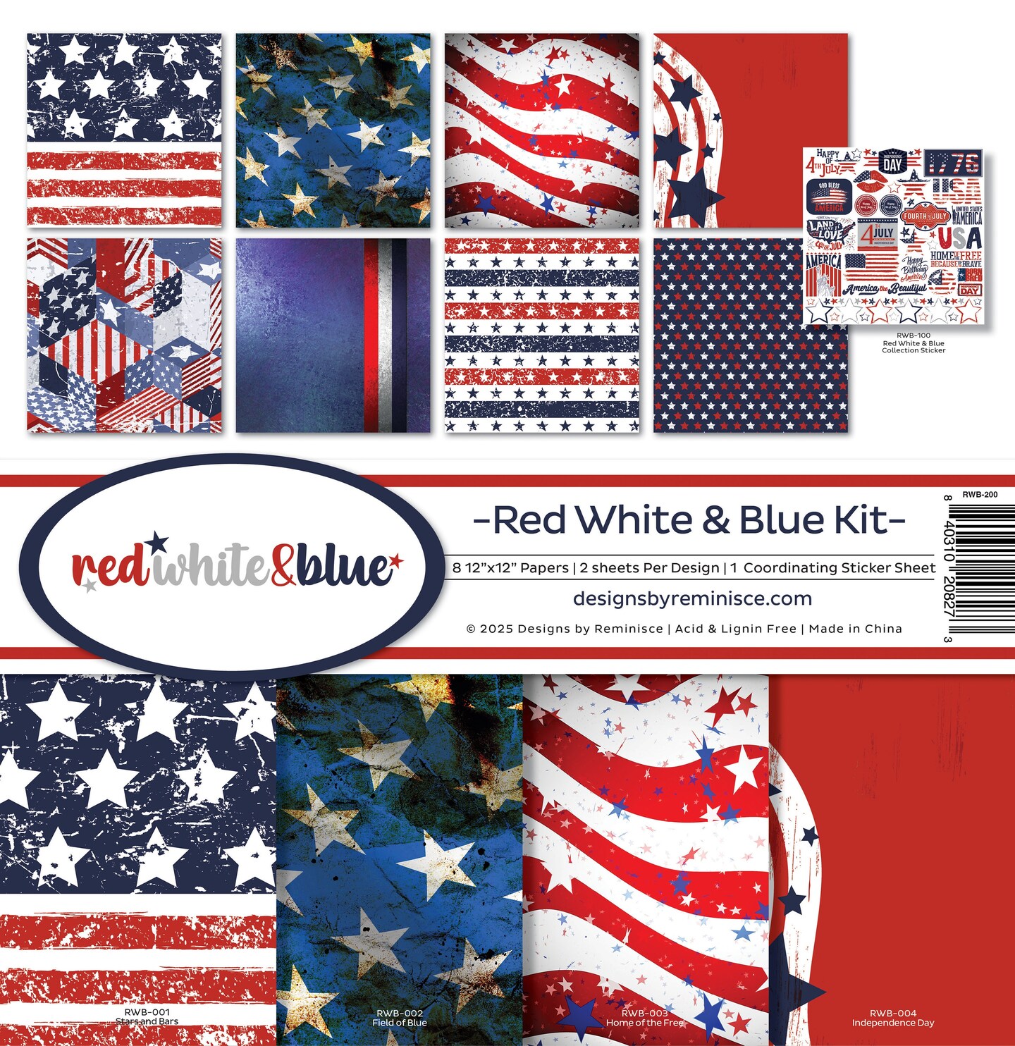 Reminisce Collection Kit 12&#x22;X12&#x22;-Red White And Blue