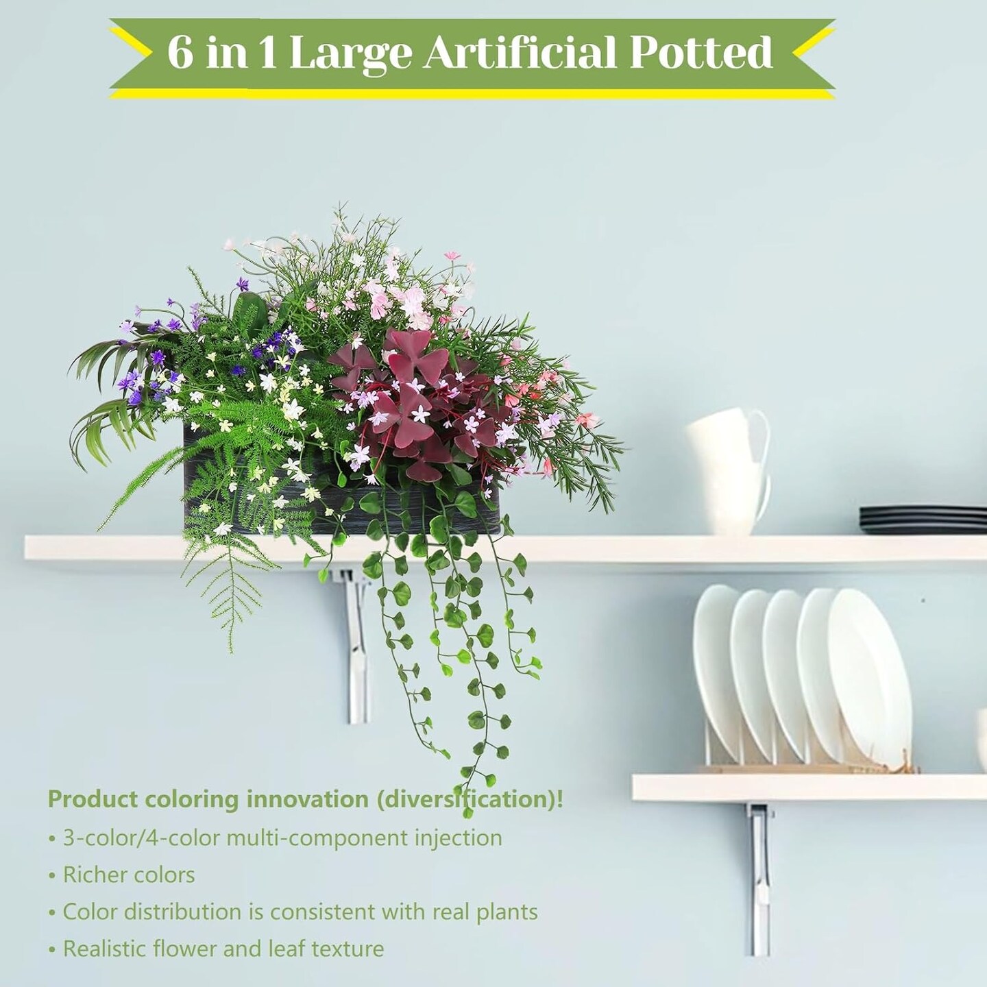 Artificial Plants & Flowers Asparagus Oxalis (Multiple Colour) 12.6"D x 12.6"W x 11.81"H