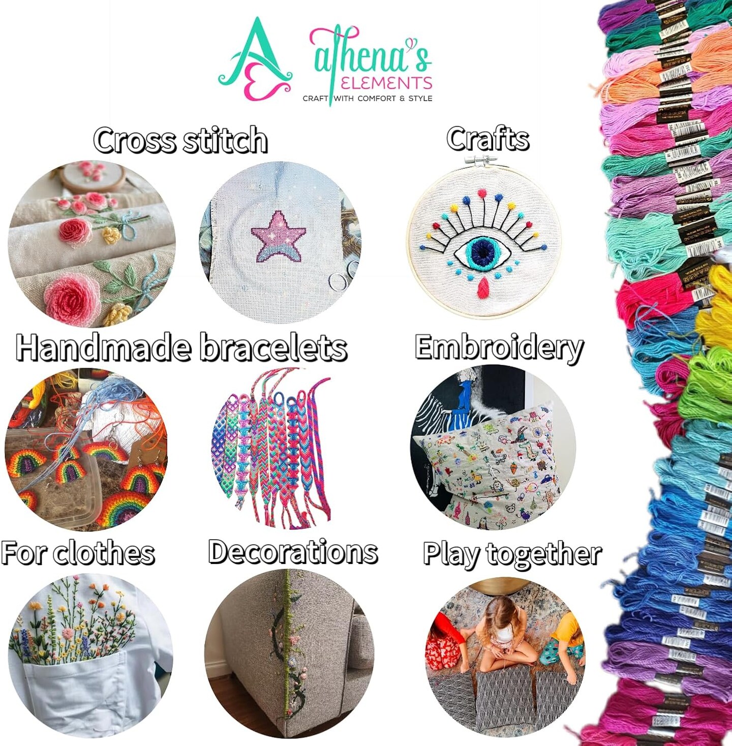 10 Inches - Embroidery Floss | Rainbow Thread for Embroidery(100 Colors&#xFF09;