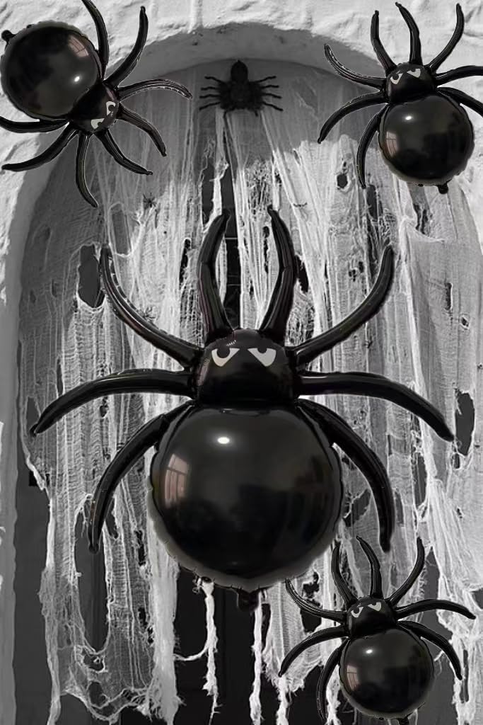 12PCS Halloween Black Spider Foil balloons(Black)