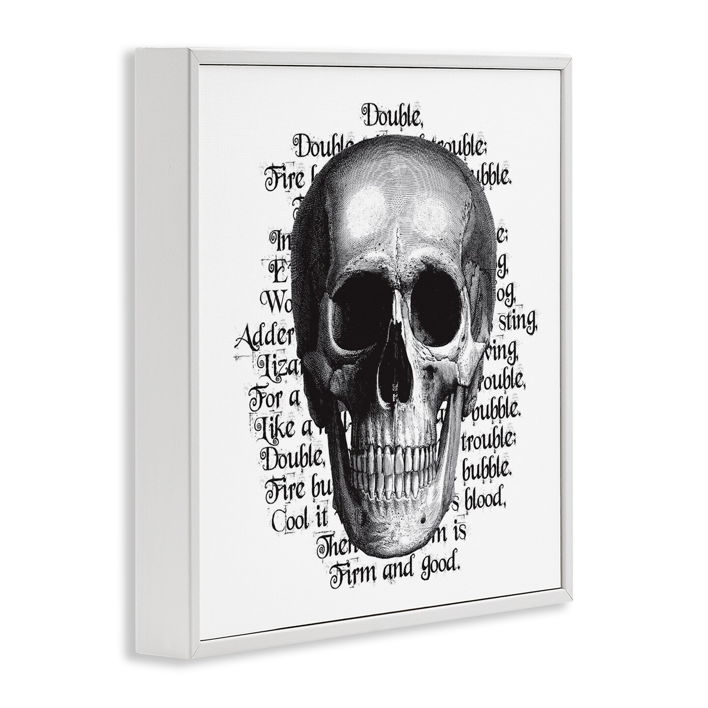 Spooky Skull Layered Vintage Script Hex Text Framed Giclee Art