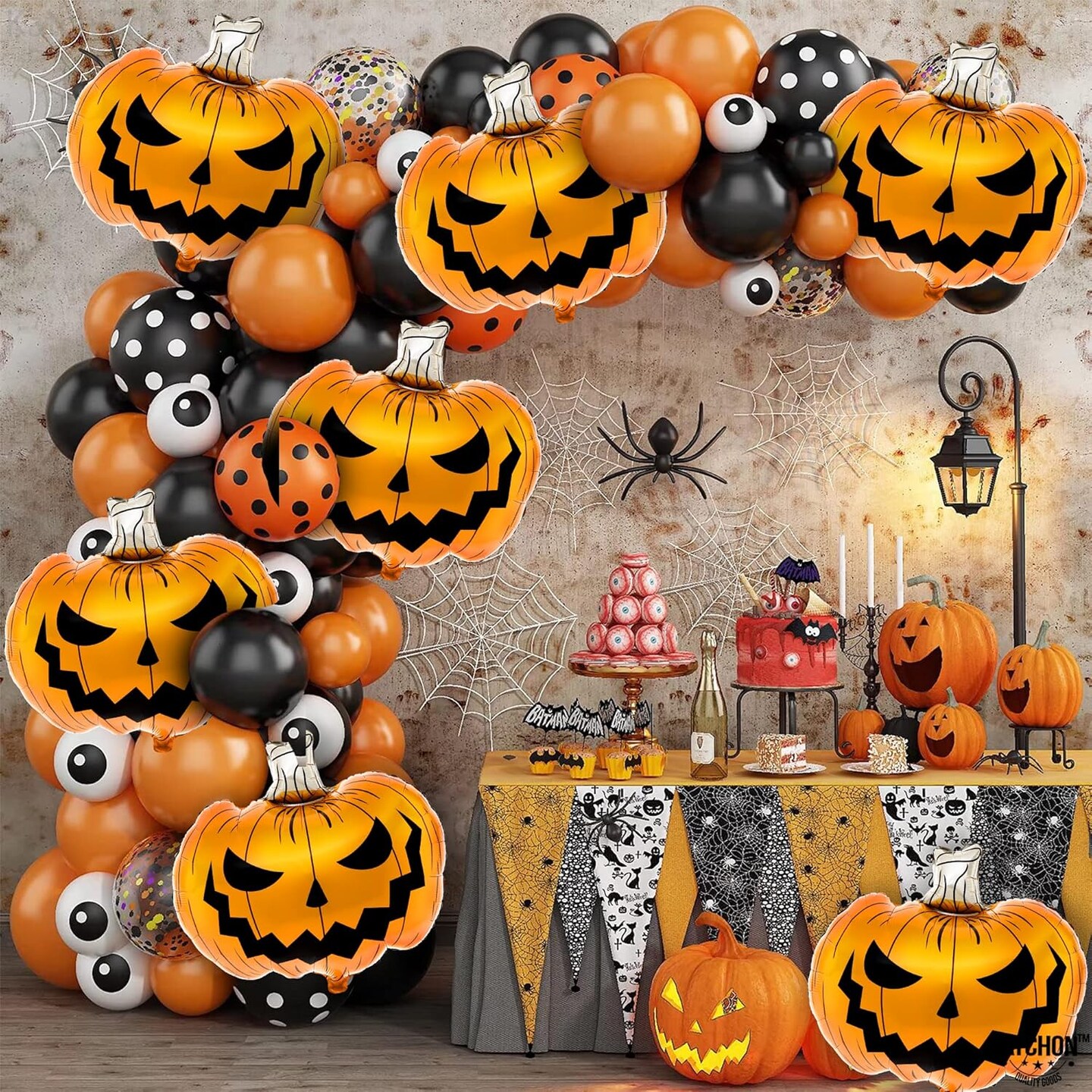 Scary Halloween Pumpkin Foil Balloons -Large 30 Inch(Orange Pumpkins)