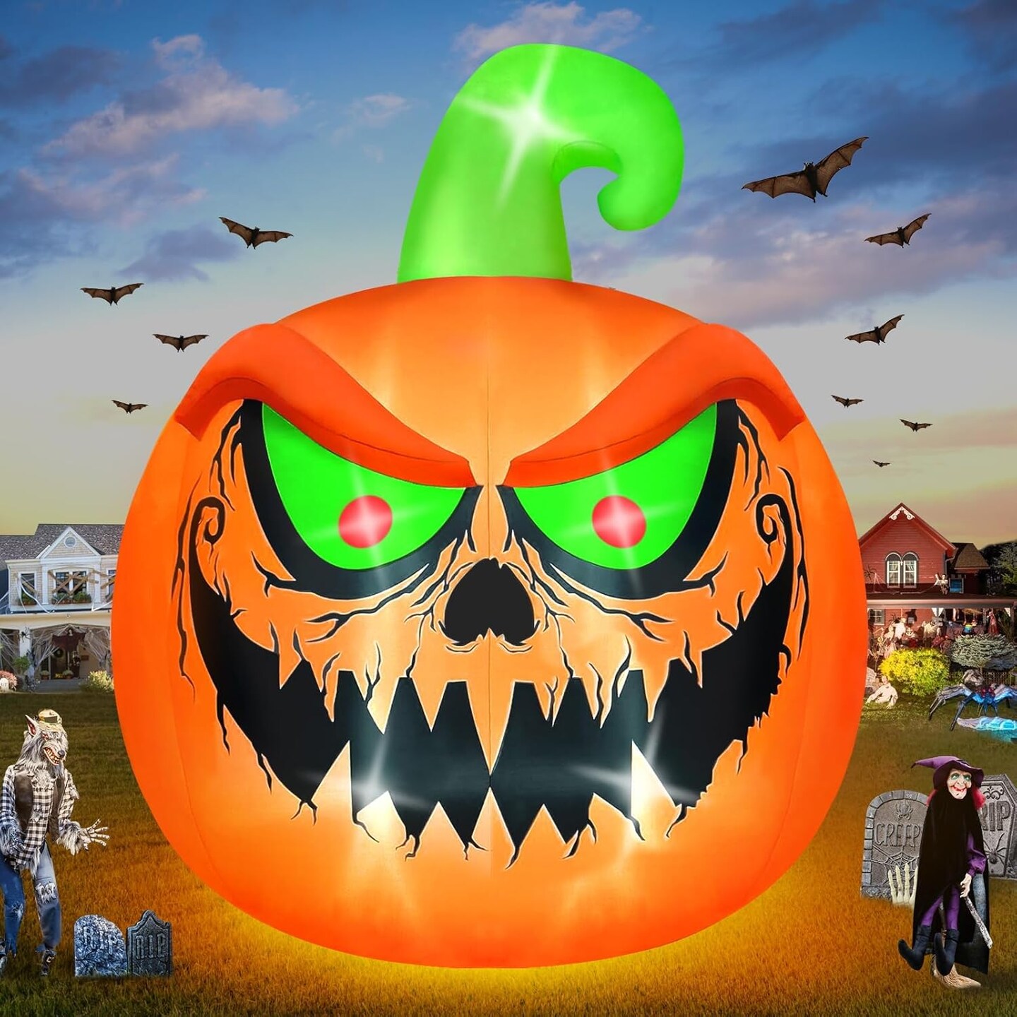 15 FT Giant Halloween Inflatable Pumpkin Outdoor Decorations(Big Pumpkin)