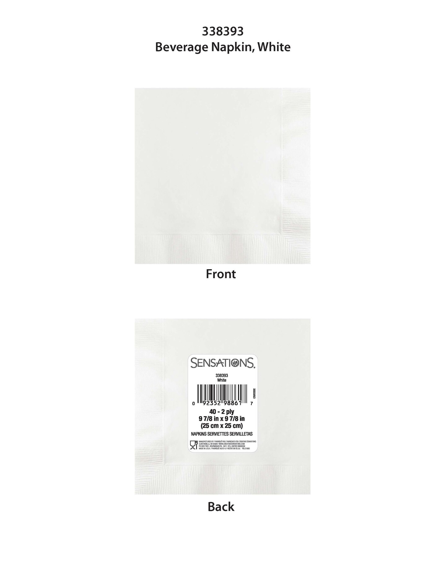 480 pc Bulk White 2Ply Beverage Napkin