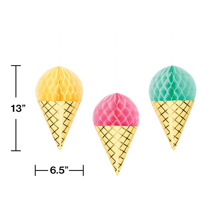 18/Case Bulk Ice Cream Party Hanging Honeycomb Ice Cream Decorations