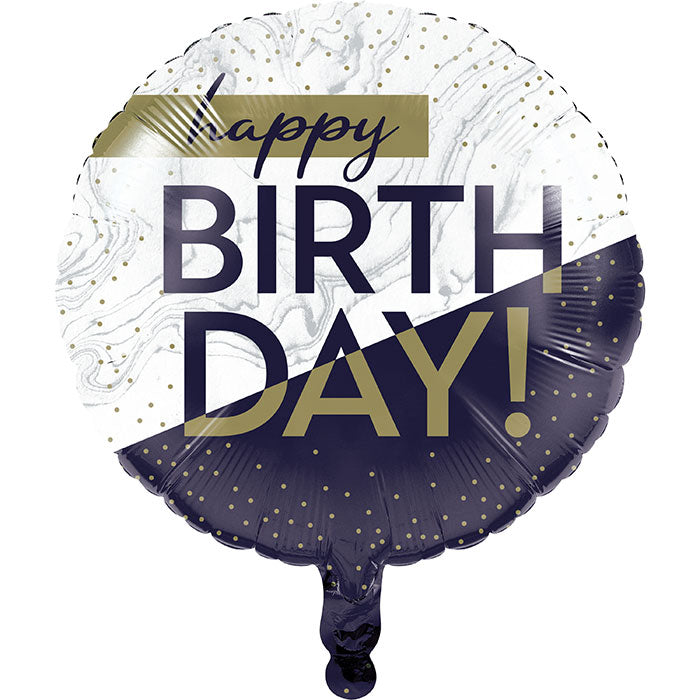 10 pc Bulk Navy and Gold Birthday Mylar Balloons