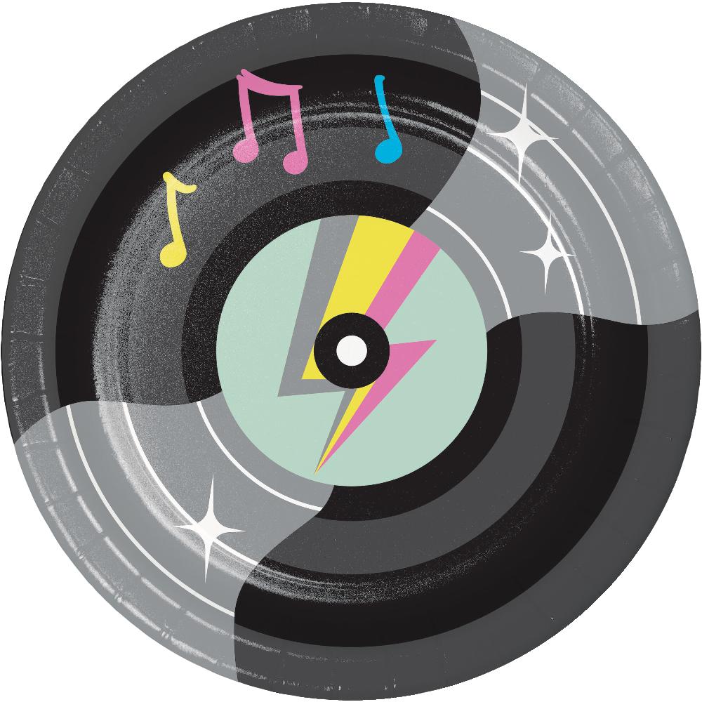96/Case Bulk Birthday Beats Disco Party Vinyl Record Paper Dessert Plates