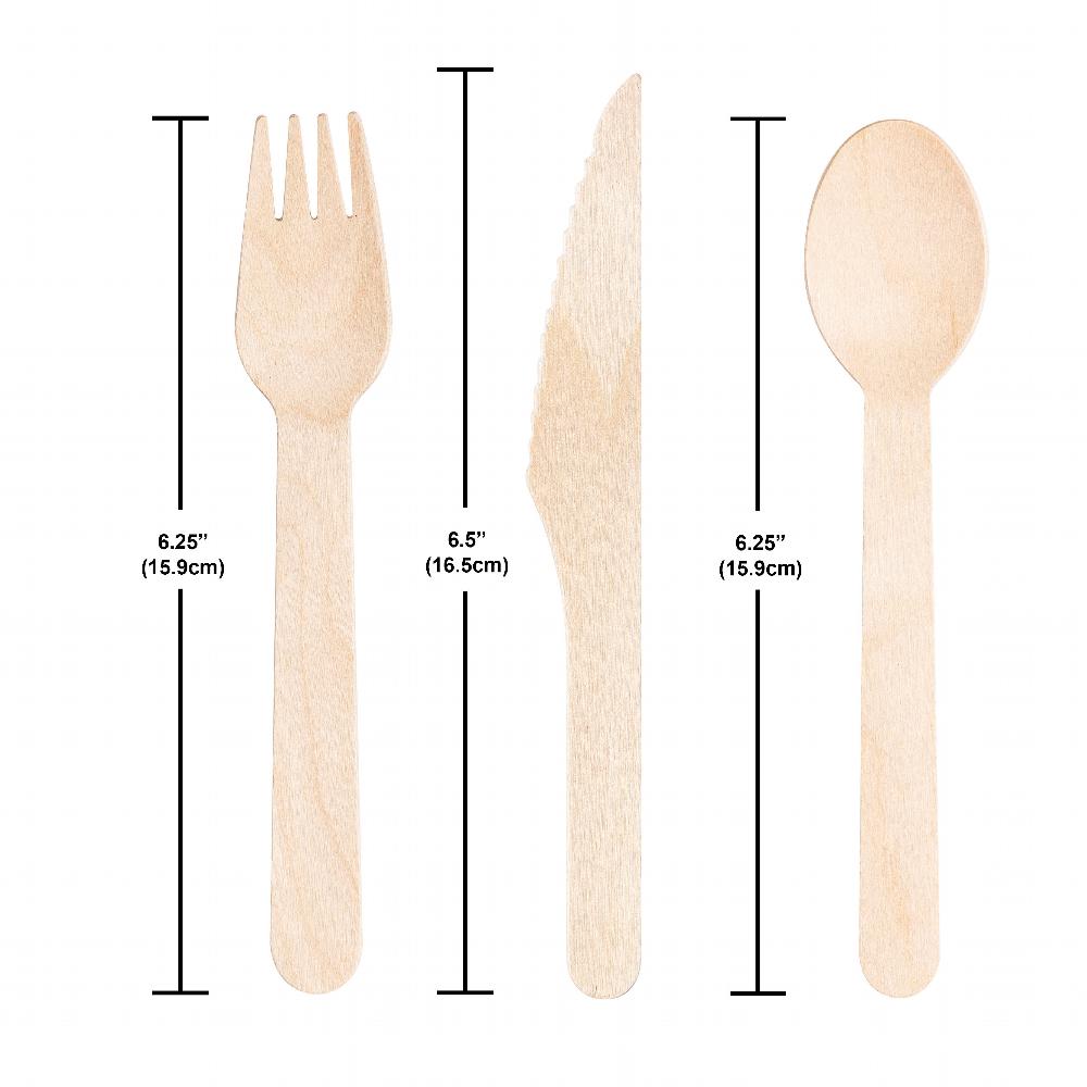 288 pc Bulk Natural Wooden Cutlery, Assorted