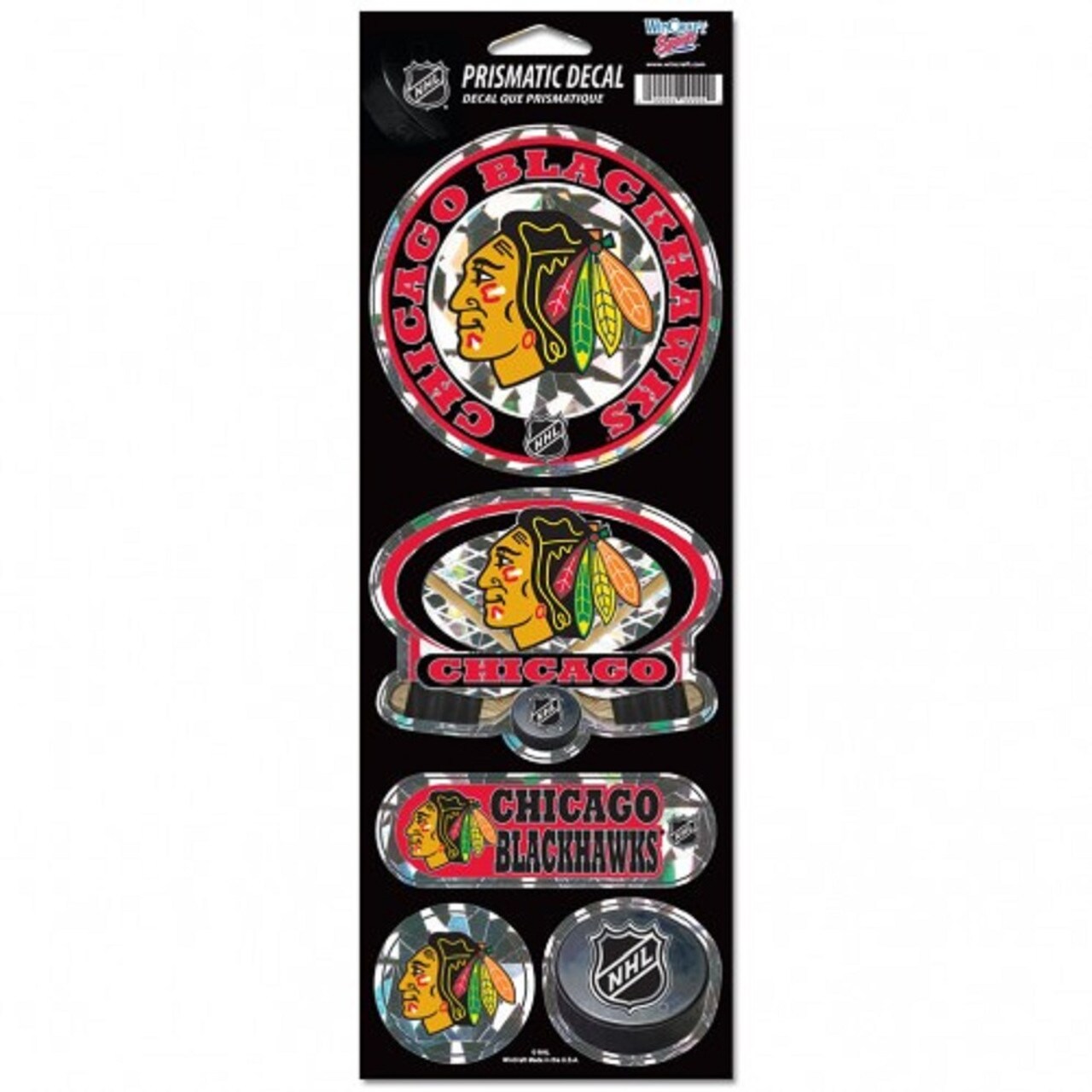 NHL Chicago Blackhawks Prismatic Stickers, Team Color, One Size