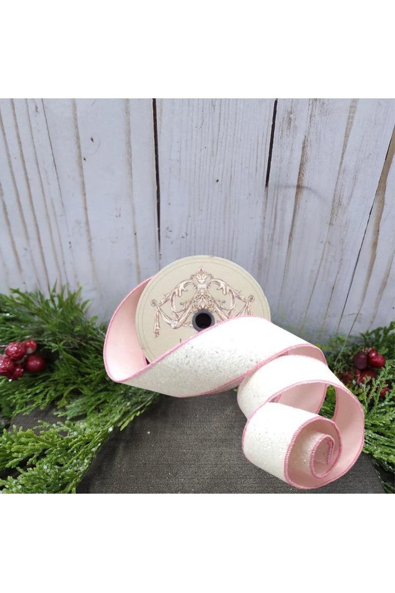 2.5&#x22; Sugar Plum Glitter Ribbon: Whispy White (10 Yards)