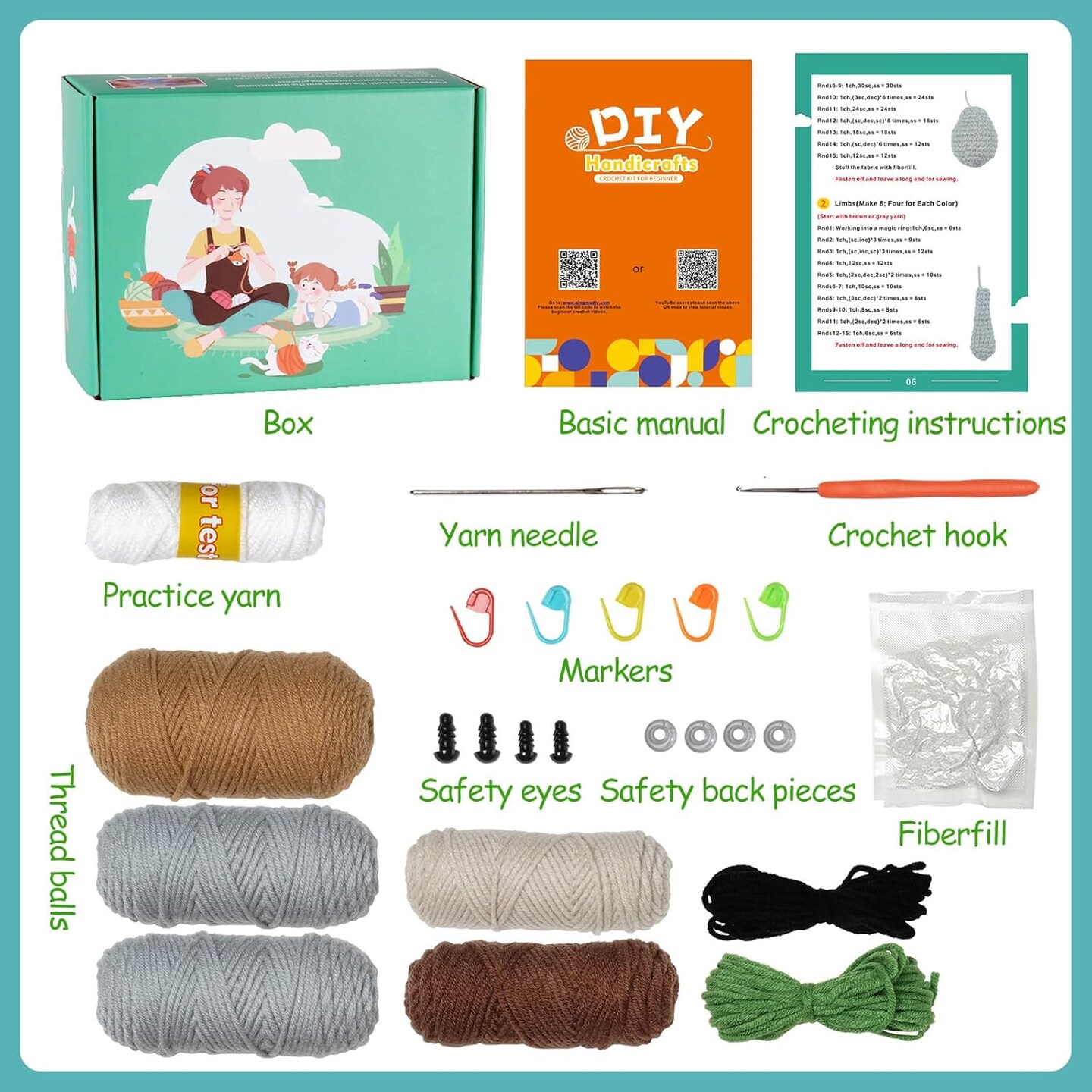 Crochet Kit for Beginners Kids Learn to Crochet for Starters
