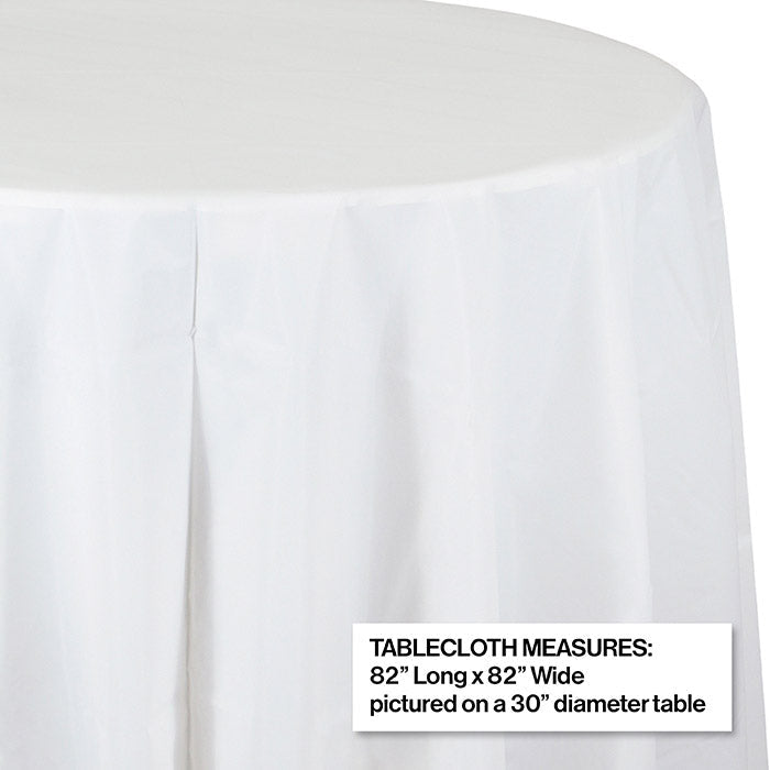 12 pc Bulk White Round Plastic 82 inch Table Covers