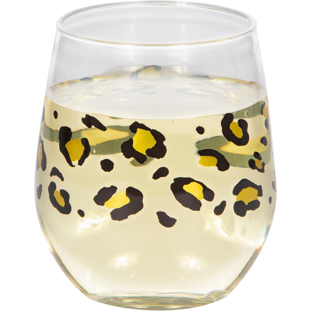 6 pc Bulk Leopard Plastic Stemless Wine Glasses