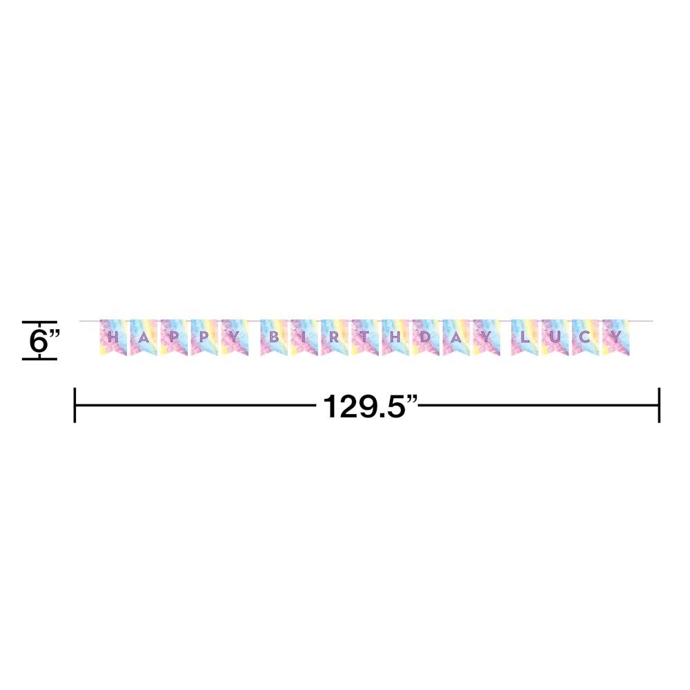 12 pc Bulk Tie Dye Party Happy Birthday Banners