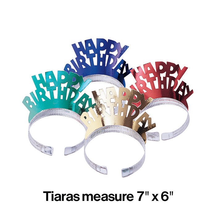 48 pc Bulk Foil Birthday Tiaras