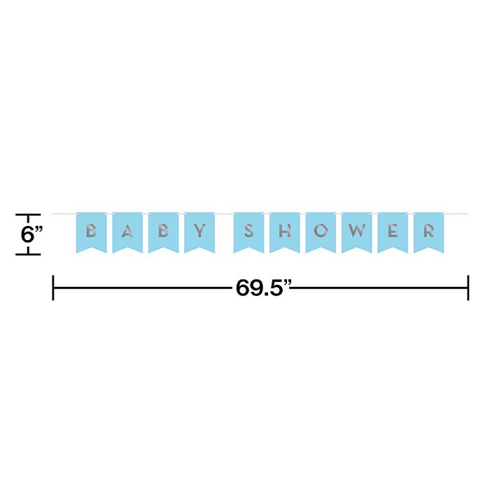 12 pc Bulk Blue and Silver Celebration Baby Shower Banners