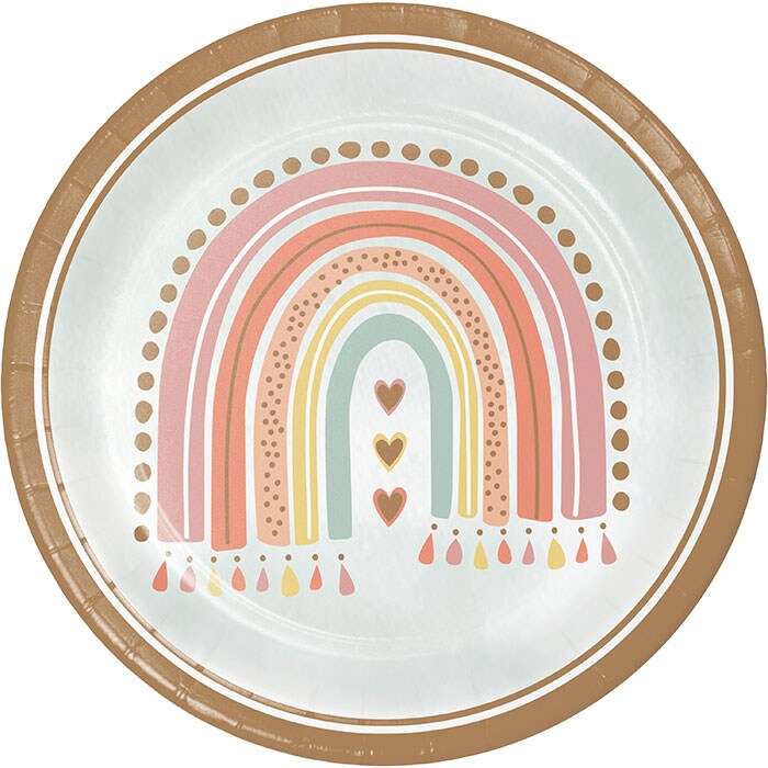 96 pc Bulk Boho Rainbow Dinner Plates