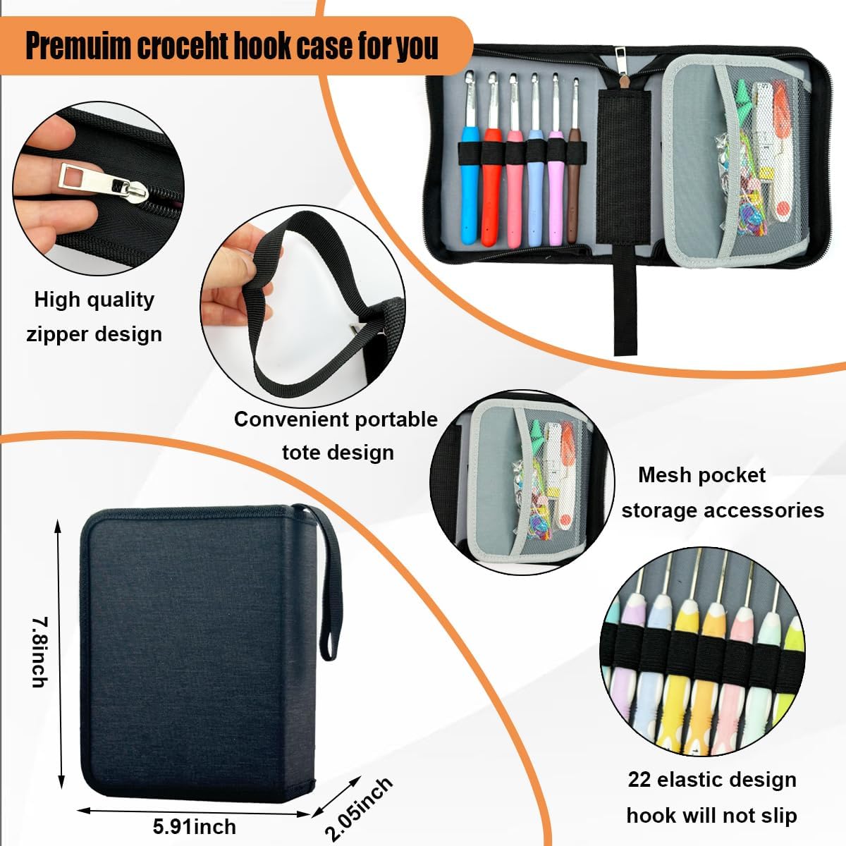 21 Sizes Crochet Hooks Set,Ergonomic Crochet Hook with Case for Arthritic Hands,Complete Crochet Set