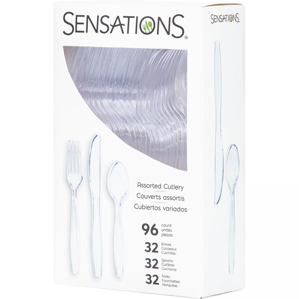 576 pc Bulk Assorted Plastic Cutlery, Clear