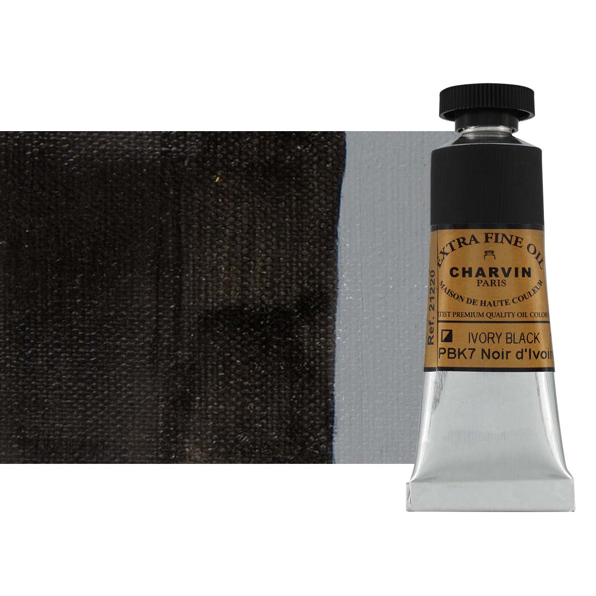 Charvin Extra Fine Oil Paint, Ivory Black 20 ml - Triple-Milled, Rich Texture, Poppy Oil-Based, Light-Fast, Handmade, Archival Quality