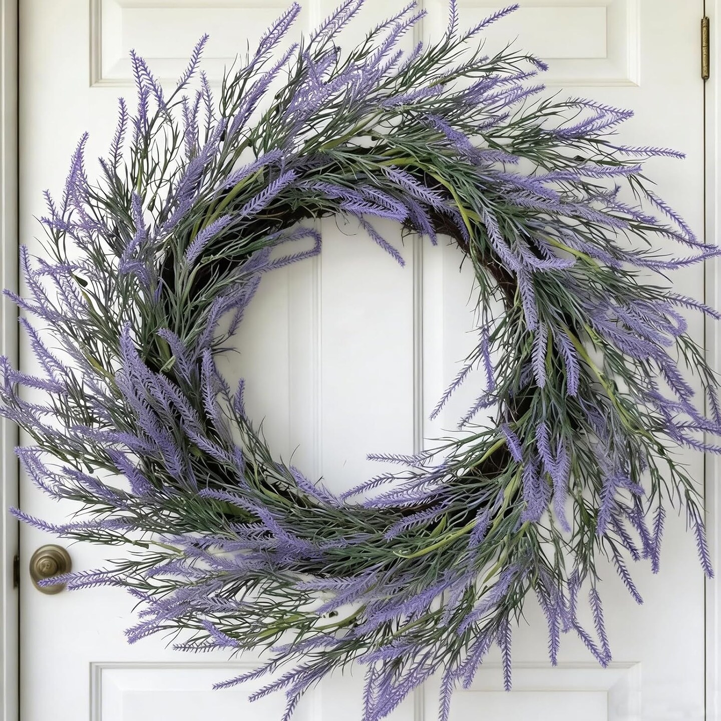 22” Soft Touch Lavender Wreath – Purple Flower Door Wreath for Front Door, Indoor & Outdoor, Rustic Farmhouse, Spring, Summer, Winter & All-Season Home Decor